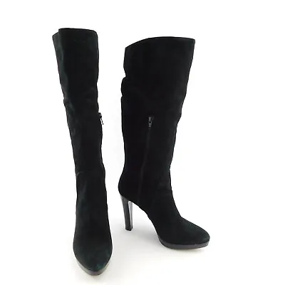 Vintage CHARLES DAVID Black Suede Size 9 Italian Tall Boots • $74