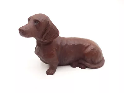 Hand Carved Wooden Dachshund Figure Weiner Dog Handcrafted VTG • £14.47