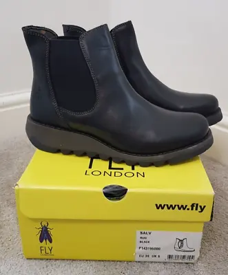 £75 • Buy Fly London SALV Black Ankle Boots UK 6 NEW