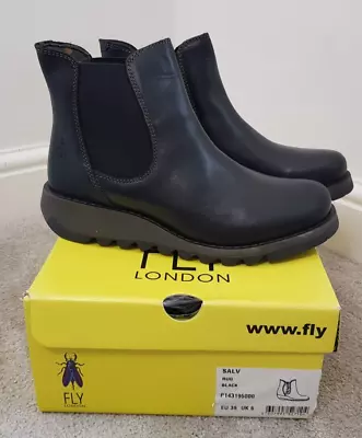 £75 • Buy Fly London SALV Black Ankle Boots UK 6 NEW