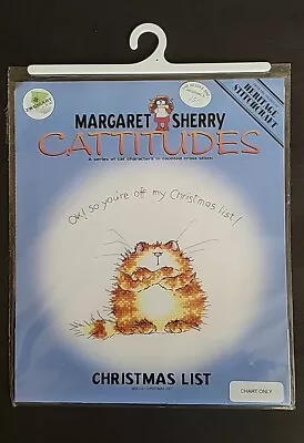 CHRISTMAS LIST Margaret Sherry CATTITUDES Cross Stitch CHART Designed For 28 Ct • $9.99