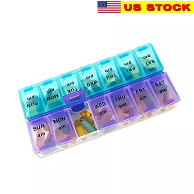 Weekly Pill Organizer Twice A Day 7 Days AM PM Organizer Case Medicine Storage • $5.99