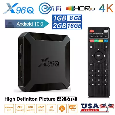 Android 10.0 TV Box X96Q Quad Core HD 4K Media Stream Player Mini PC 2.4G WiFi • $30.35