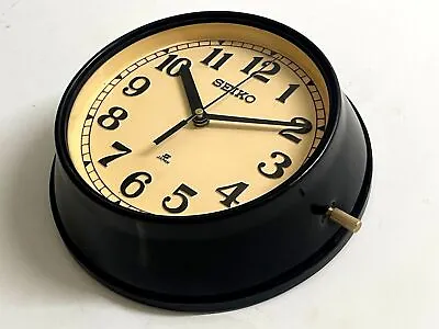 Vintage Maritime Seiko Wall Clock Slave Nautical Industrial Ship Clock Black • £148.25