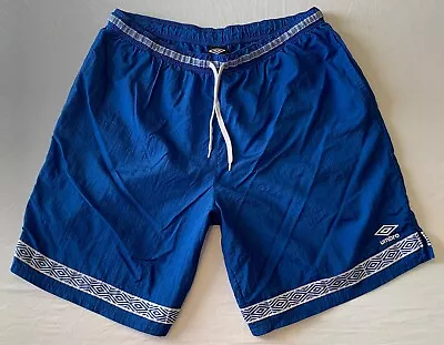 Vintage Mens Umbro Blue White Lightweight Soccer Gym Athletic Shorts Sz XL 90s • $35