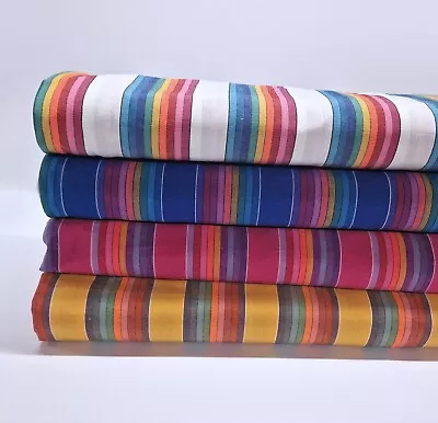 Polycotton Blend Woven Multicoloured Mexican Stripe For Dressmaking Craft • £5.30