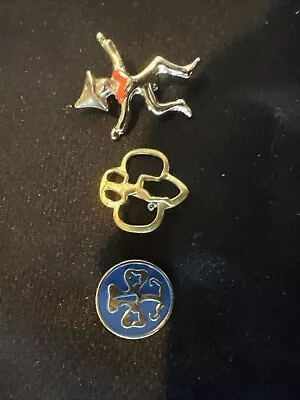 Lot Of 3 Girl Vintage Scout  Brownie Pins From The 1950's 60s  Excellent Cond • $8