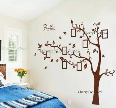 Brown Family Tree Wall Sticker Photo Frame Tree Home Art Wall Decor • £12.16