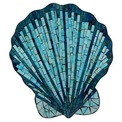 Wall Plaque Glass Mosaic Pectin Scallop Shell Blue 13 H X 12 W X 0.5 L • $35