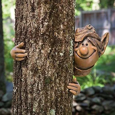 Garden Elf Tree Peeker Novelty Ornament Decoration Funny Face Fence Quirky • £13.99