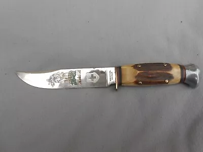 Vintage Schneidteufel Solingen William Tell Hunting Knife With Stag Handles • $70