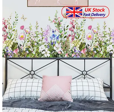 2pcs Flowers Room Vinyl Stickers Wall Wardrobe Decals Removable Flower Stickers • £4.39