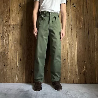 Men's 70s Military Vintage 1976 Dated Belgian Army Combat Khaki Pants Size 30 • $67.50