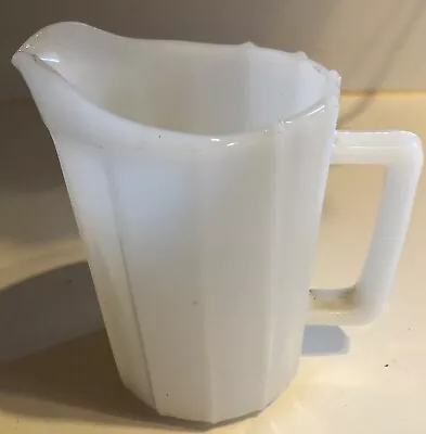 Hazel Atlas Milk Glass Pitcher Paneled Sides Mid Century  5.75` • $8.01