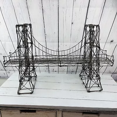 Vintage Large Art Wire Suspenison Brooklyn Golden Gate Bridge Model Sculpture • $149.98