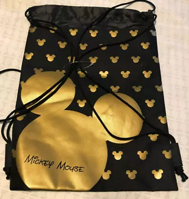 Disney String Bag Drawstring Closure Gold Mickey Mouse Head Icon Souvenir Bag • $12.99