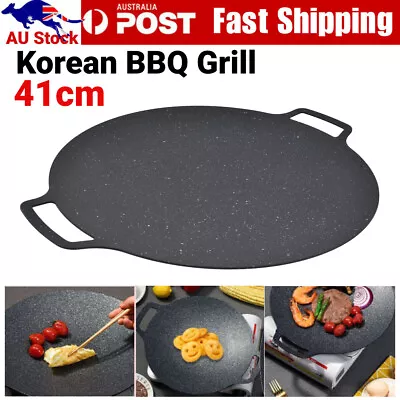 Korean Non-stick BBQ Grill Pan Iron Barbecue Round Hot Plate Outdoor Garden 41CM • $29.04