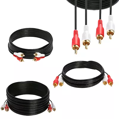 2 RCA To 2 RCA Male Cable Stereo Audio Aux HDTV VCR DVD 3FT 6FT 10FT 25FT LOT • $4.48