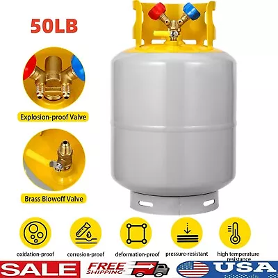 50LB Refrigerant Recovery Storage Cylinder Tank Double Valve ¼ To ½  ¾ Y Design • $90.23