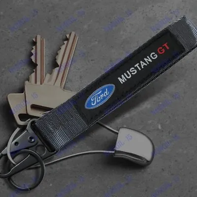 For Ford Mustang GT Universal Keychain Metal Key Ring Hook Strap Lanyard Nylon • $6.88