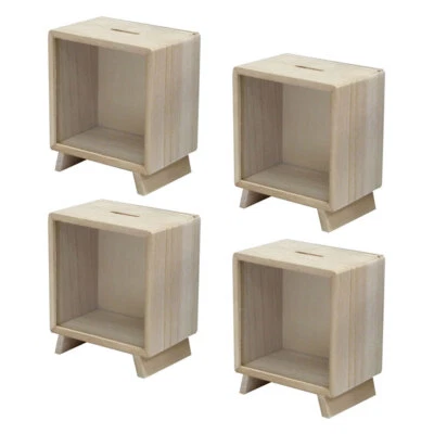 4x Boyle Wooden 10x14cm DIY Craft TV Money Box/Coin Storage Art/Craft Organiser • $35