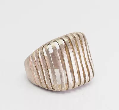 Unusual Vintage Modernist Metal Cage Large Ring Size 8.5 • $20