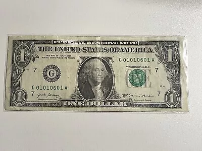 Mini Super Repeater Trinary (01010601) Fancy Serial Number One Dollar Bill 2017A • $9.99