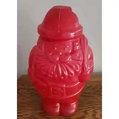 Vintage PackerWare Blow Mold Red Plastic Santa Claus Christmas Cookie Jar USA • $25