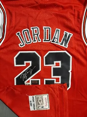 **michael Jordan Chicago Bulls #23 Signed Red Home Jersey Hologram Validation** • $499.99