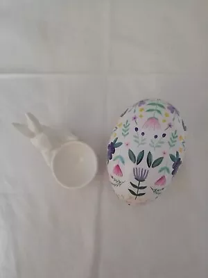Easter Rabbit Egg Cup And Paper Mache Egg New • £4
