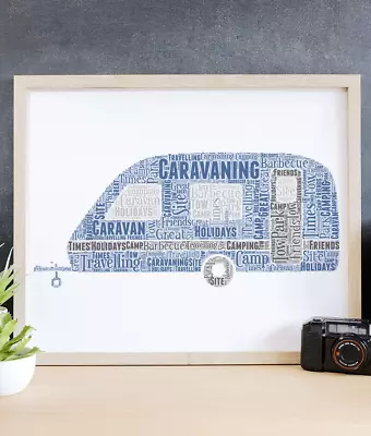 Personalised Caravan Gift - Caravan Word Art Print - Caravanner Mother Day Gift • £32.95