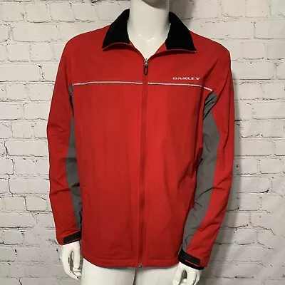 Oakley Mens Large Essential Full Zip All Weather Jacket Red Full Zip Rip Stop • $38
