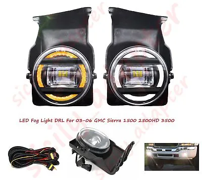 Front Bumper Lamps LED Fog Lights DRL For 2003-2006 GMC Sierra 1500 2500 HD 3500 • $71.66