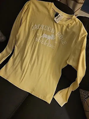 Woman's Medium NEW Jackson Hole Yellow Moose Long Sleeved Cotton Shirt • $9