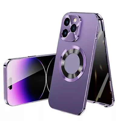 Privacy Anti Spy Metal Magnetic Full Body Protective Case For IPhone 15 14 13 12 • $16.99