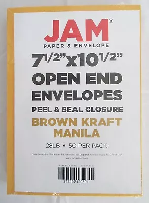 Jam Brown Kraft Manila Peel & Seal Closure Open End Envelopes 7 1/2 X10 1/2  28# • $12.15