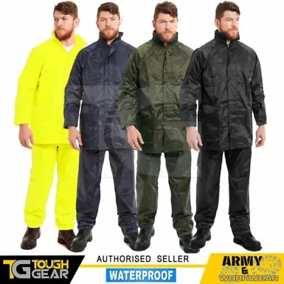 Waterproof Rain Suit Packaway Set Mens Jacket Trousers Fishing Army Military • $20.20