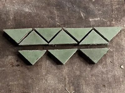 Antique Victorian Maw & Co 2” Green Triangle Encaustic Floor Tiles Reclaimed • $2.80