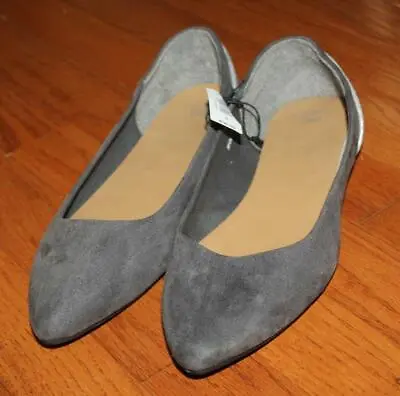 NEW NWT GAP Shoes Womens Grey Glitter Sparkle Heel Pointy Pointed Toe Flats *E1 • $14.99