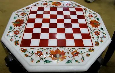 12 Inches Carnelian Stone Inlay Work Coffee Table Top White Marble Corner Table • $252