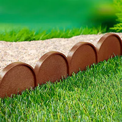 20x Garden Plastic Fences Boarder Grass / Lawn Flexible Palisade 10m Light Brown • £19.99