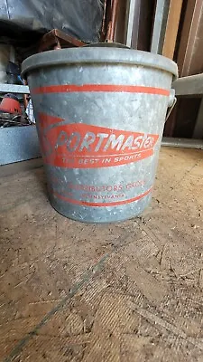 Vintage Sportmaster 10 Qt Galvanized Floating Minnow Pail Bucket Wood Handle  • $90