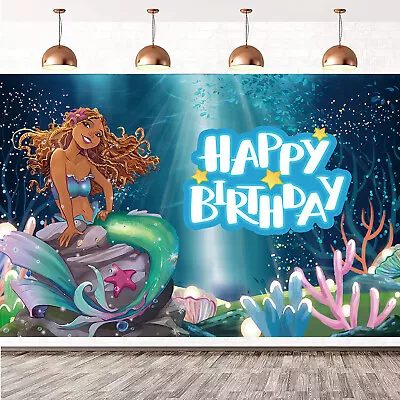 The Little Mermaid 2023 Party Supplies Birthday Backdrop Banner Vinyl 5x3ft • $16.88