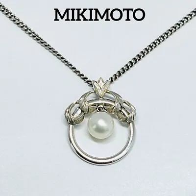 Mikimoto Pearl Necklace Silver Antique With Case AUTHENTIC Women's • $115