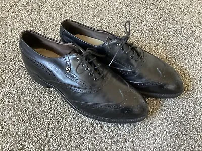 VINTAGE FootJoy Classics Lites Black Leather Wingtip Golf Shoes 8D • $19.99