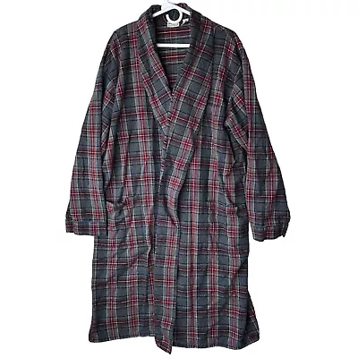 LL Bean Mens Plaid Flannel Cotton Robe Vintage Size XL Tall No Belt Tie • $19.99