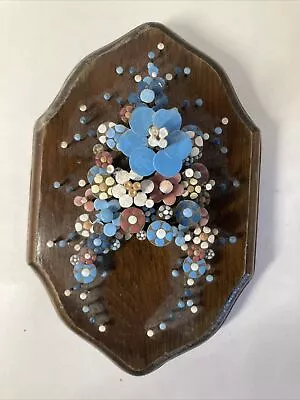 Vintage 1977 Pol O Craft Nail Art Floral Wall Decor Pauline Owens Wood Metal USA • $14.99