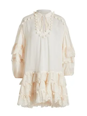 £0.99 • Buy Zimmerman LYRE Ruffled Crochet Embroidered Broderie Anglaise RAMIE MINI DRESS 1