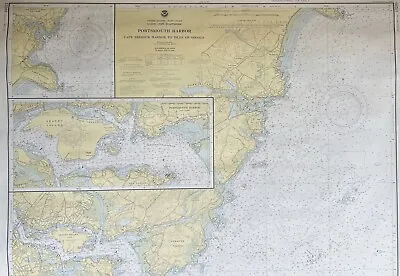 Circa 1970s Portsmouth HarborCape NeddickIsle Of Shoals Nautical Chart MapNH • $59