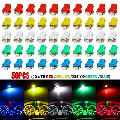 50Pcs T5 B8.5D 5050SMD LED Speedometer Instrument Gauge Cluster Dash Light Bulbs • $10.98